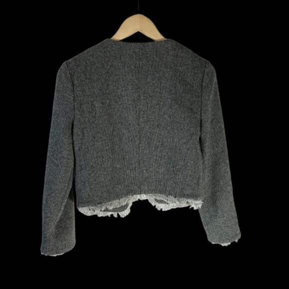 W118 By Walter Baker Tweed Wool Blend Fringe Trim Jacket Sz S - Picture 3 of 7